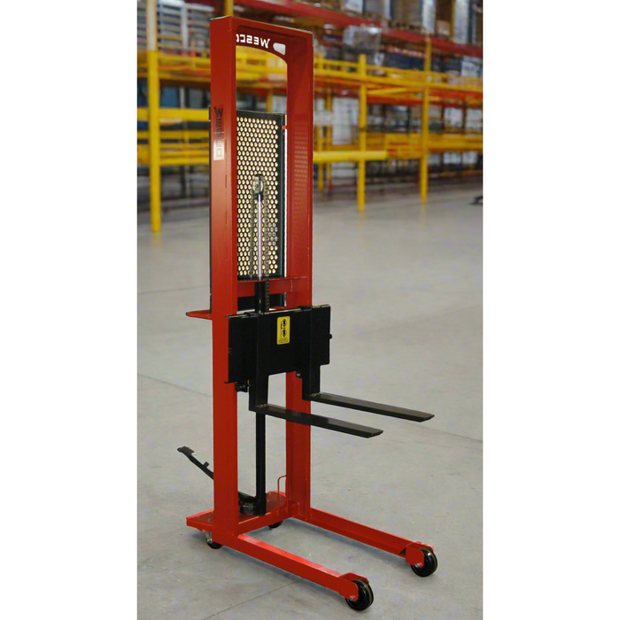 Wesco 260035 Hydraulic Fork Stacker – 1,000 lb Capacity, 56″ Lift, 25″ Forks