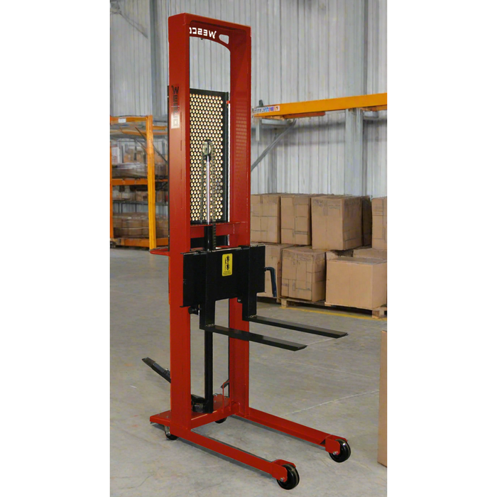 Wesco 260037 Hydraulic Fork Stacker – 1,000 lb, 76″ Lift, 25″ Forks