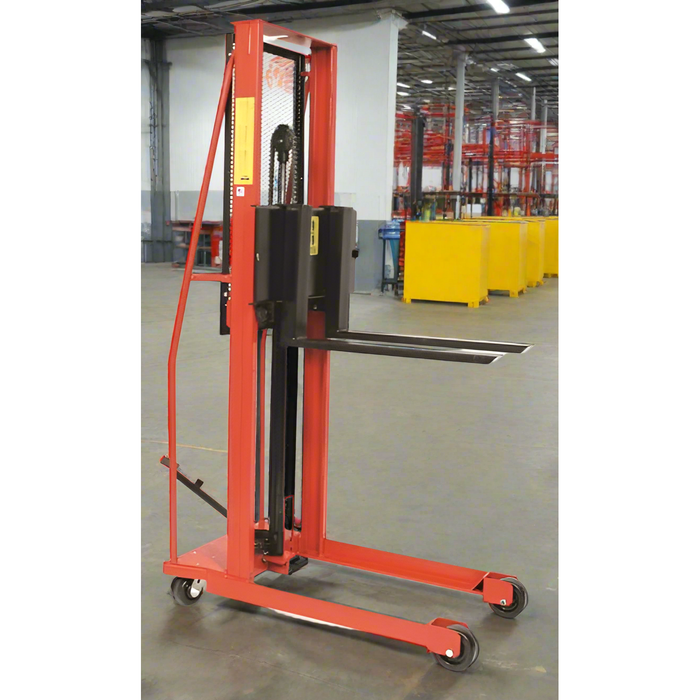 Wesco 260048 Economy Hydraulic Fork Stacker – 1,000 lb Capacity, 64″ Lift, 25″ Forks