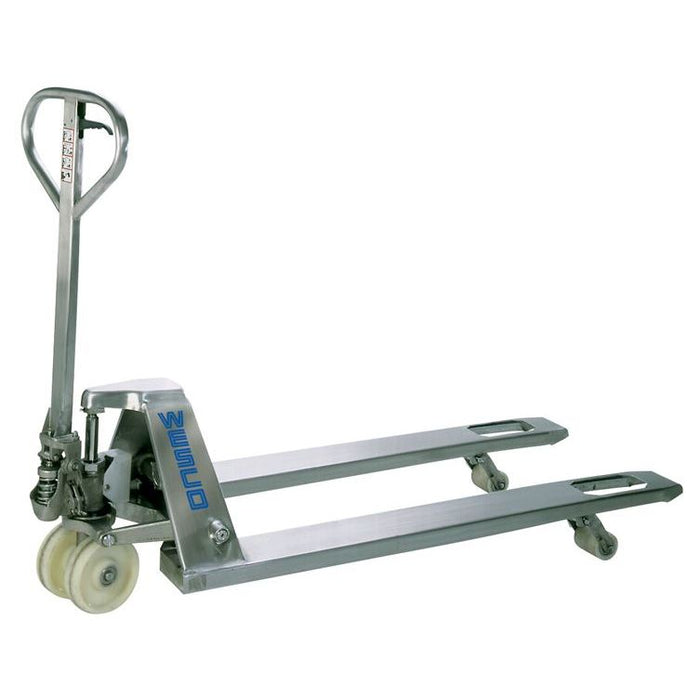 Wesco GPT Galvanized Steel Pallet Truck – 5,500 lb Capacity, 27″×48″ Forks (Part 272855)