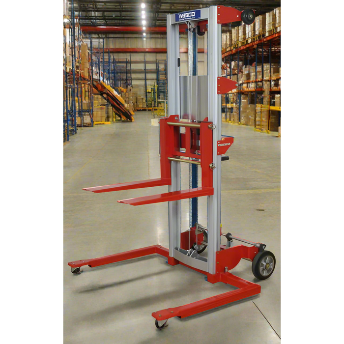 Wesco 273512 HWLSD‑3.5 Adjustable-Straddle Hand Winch Lifter – 350 lb Capacity, 120″–142″ Lift