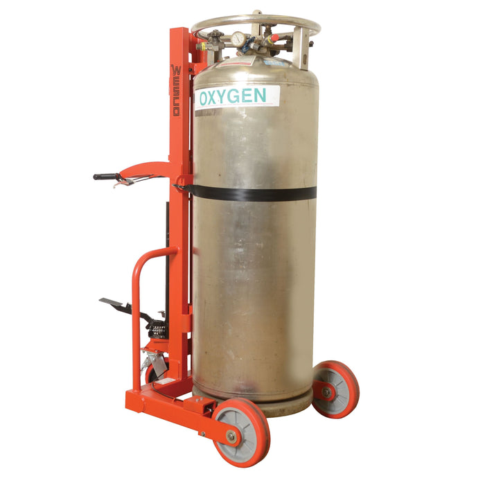 Wesco 240251 Hydraulic Large Liquid/Gas Cylinder Cart (Hand Brake) – 1,000 lb Capacity, 54″–71″ Lift