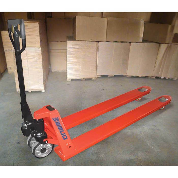 Wesco PT70 Extra‑Long Fork Pallet Truck – 4,400 lb Capacity, 27″×70″ Forks (Part 272701)