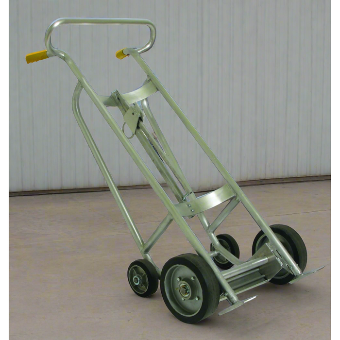 Wesco ABT‑10‑SC‑NB 1,000 lb Aluminum Drum Truck – 10″/6″ Rubber Wheels, Chime Hook (Part 240132)