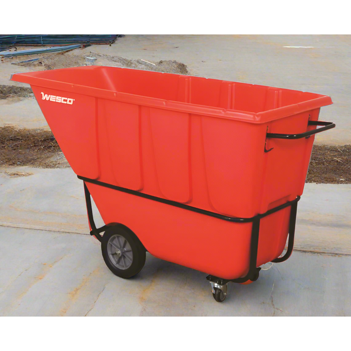 Wesco 1 Cu Yd Polyethylene Standard Tilt Cart – 1,250 lb Capacity, 12″×3″ Wheels (272583)