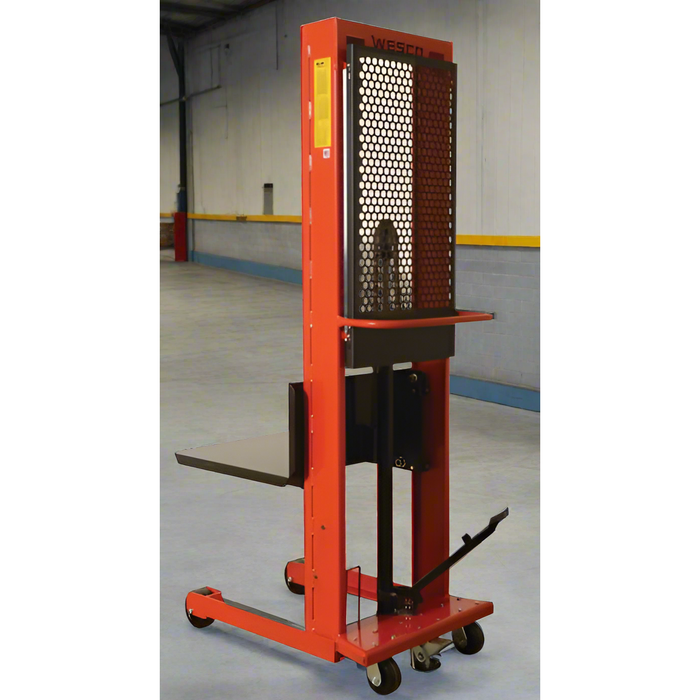 Wesco 260033 Standard Platform Hydraulic Stacker – 1,000 lb Capacity, 24″×24″ Platform, 68″ Lift