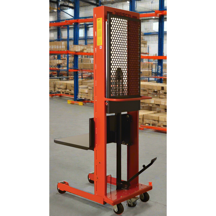 Wesco 260034 Hydraulic Platform Stacker – 1,000 lb Capacity, 80″ Lift, 24″×24″ Platform