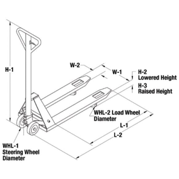Wesco Stainless Steel Manual Pallet Jack – Chock & Backrest Guards | 5,500 lb Capacity | Model 272152-1
