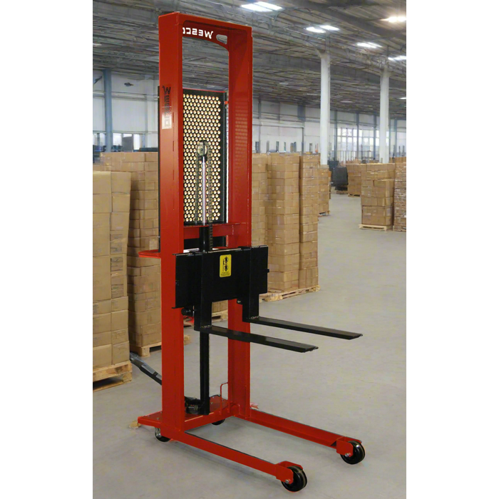Wesco 260043 Straddle Fork Stacker – 1,000 lb, 76″ Lift, 30″ Forks