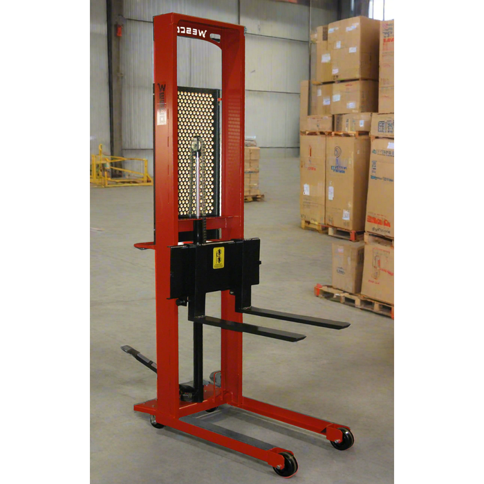 Wesco 260041 Straddle Fork Stacker – 1,000 lb Capacity, 56″ Lift, 30″ Forks