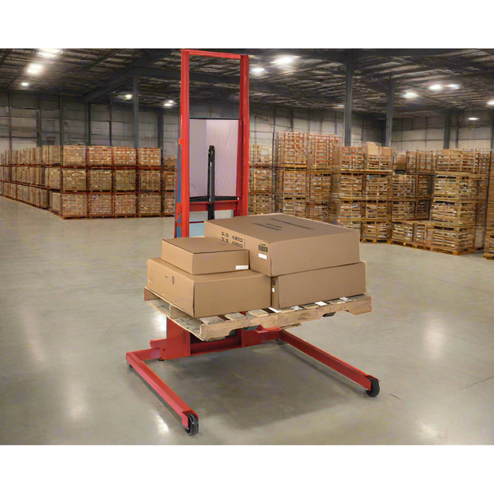 Wesco 260075 Wide Straddle Fork Stacker – 1,000 lb Capacity, 56″ Lift